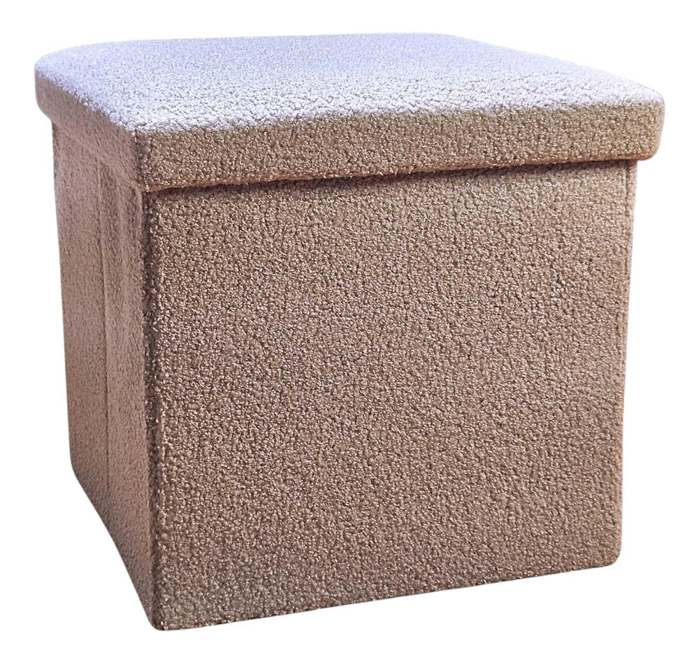 Taupe Boucle Cube Storage Ottoman - 12-inch
