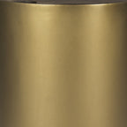Antiqued Gold and Brown Metal and Solid Wood Drum End Table with Storage