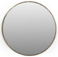 Antiqued Brass Iron Round Framed Accent Mirror - 36-inch