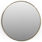 Antiqued Brass Iron Round Framed Accent Mirror - 36-inch