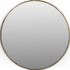 Antiqued Brass Iron Round Framed Accent Mirror - 36-inch