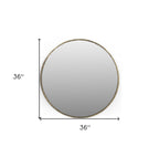 Antiqued Brass Iron Round Framed Accent Mirror - 36-inch