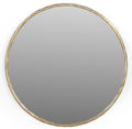 Antiqued Brass Iron Round Framed Accent Mirror - 24-inch
