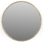 Antiqued Brass Iron Round Framed Accent Mirror - 24-inch