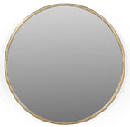 Antiqued Brass Iron Round Framed Accent Mirror - 24-inch