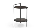 Antiqued Bronze and Black Distressed Iron Round End Table with Shelf - 22-inch
