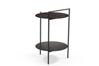 Antiqued Bronze and Black Distressed Iron Round End Table with Shelf - 22-inch