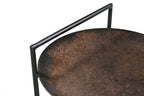 Antiqued Bronze and Black Distressed Iron Round End Table with Shelf - 22-inch