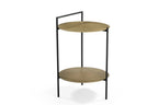Antiqued Bronze and Black Distressed Iron Round End Table with Shelf - 22-inch
