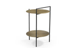 Antiqued Bronze and Black Distressed Iron Round End Table with Shelf - 22-inch