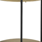 Antiqued Bronze and Black Distressed Iron Round End Table with Shelf - 22-inch