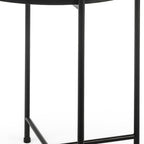 Silver and Black Mirrored Glass and Iron Round End Table - 24-inch