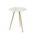 White and Gold Stone and Metal Tray Table - 16-inch