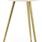 White and Gold Stone and Metal Tray Table - 16-inch