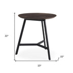 Espresso and Black Solid Wood and Metal Tray Table - 23-inch