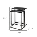 Set of Two Black Iron Nested Tables