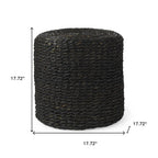 Black Water Hyacinth Round Pouf Ottoman - 18-inch