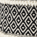 Black Gray and White Cotton Geometric Pouf Ottoman - 16-inch