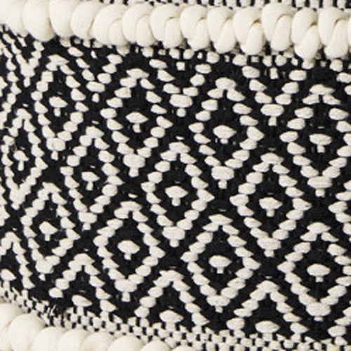 Black Gray and White Cotton Geometric Pouf Ottoman - 16-inch
