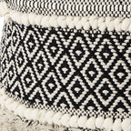 Black Gray and White Cotton Geometric Pouf Ottoman - 16-inch