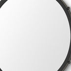 Black Metal Beaded Round Framed Accent Mirror - 25-inch