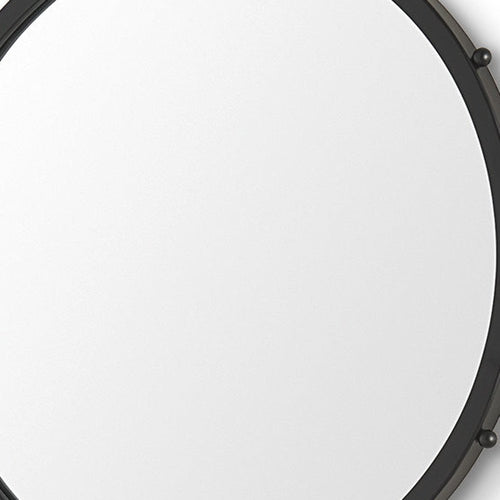 Black Metal Beaded Round Framed Accent Mirror - 25-inch