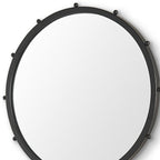 Black Metal Beaded Round Framed Accent Mirror - 25-inch