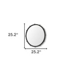 Black Metal Beaded Round Framed Accent Mirror - 25-inch