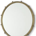 Gold Metal Beaded Round Framed Accent Mirror - 25-inch