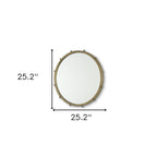 Gold Metal Beaded Round Framed Accent Mirror - 25-inch