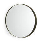 Gold Metal Round Framed Accent Mirror - 24-inch