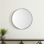 Gold Metal Round Framed Accent Mirror - 24-inch