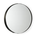 Black Metal Round Framed Accent Mirror - 24-inch