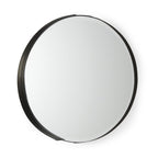 Black Metal Round Framed Accent Mirror - 24-inch
