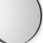 Black Metal Round Framed Accent Mirror - 24-inch