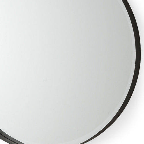 Black Metal Round Framed Accent Mirror - 24-inch