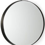 Black Metal Round Framed Accent Mirror - 24-inch
