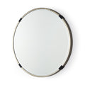 Gold and Black Metal Round Framed Accent Mirror - 24-inch