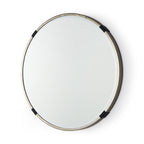 Gold and Black Metal Round Framed Accent Mirror - 24-inch