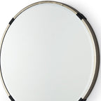 Gold and Black Metal Round Framed Accent Mirror - 24-inch