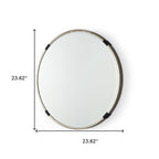 Gold and Black Metal Round Framed Accent Mirror - 24-inch