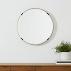 Gold and Black Metal Round Framed Accent Mirror - 24-inch