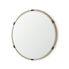 Gold and Black Metal Round Framed Accent Mirror - 29-inch
