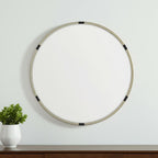 Gold and Black Metal Round Framed Accent Mirror - 29-inch