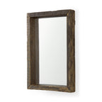 Brown Solid Wood Framed Accent Mirror - 18-inch