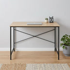 Natural and Black Wood and Metal Computer Desk - 47-inch