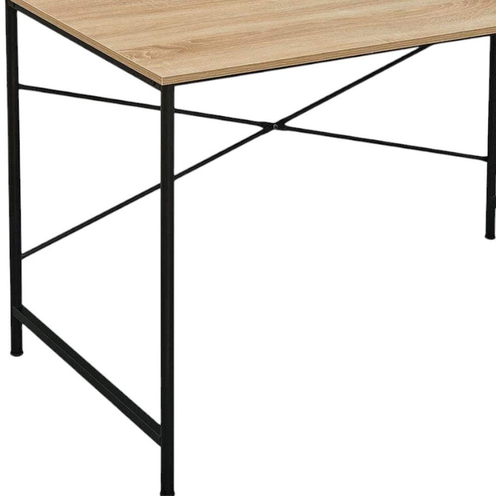 Natural and Black Wood and Metal Computer Desk - 47-inch