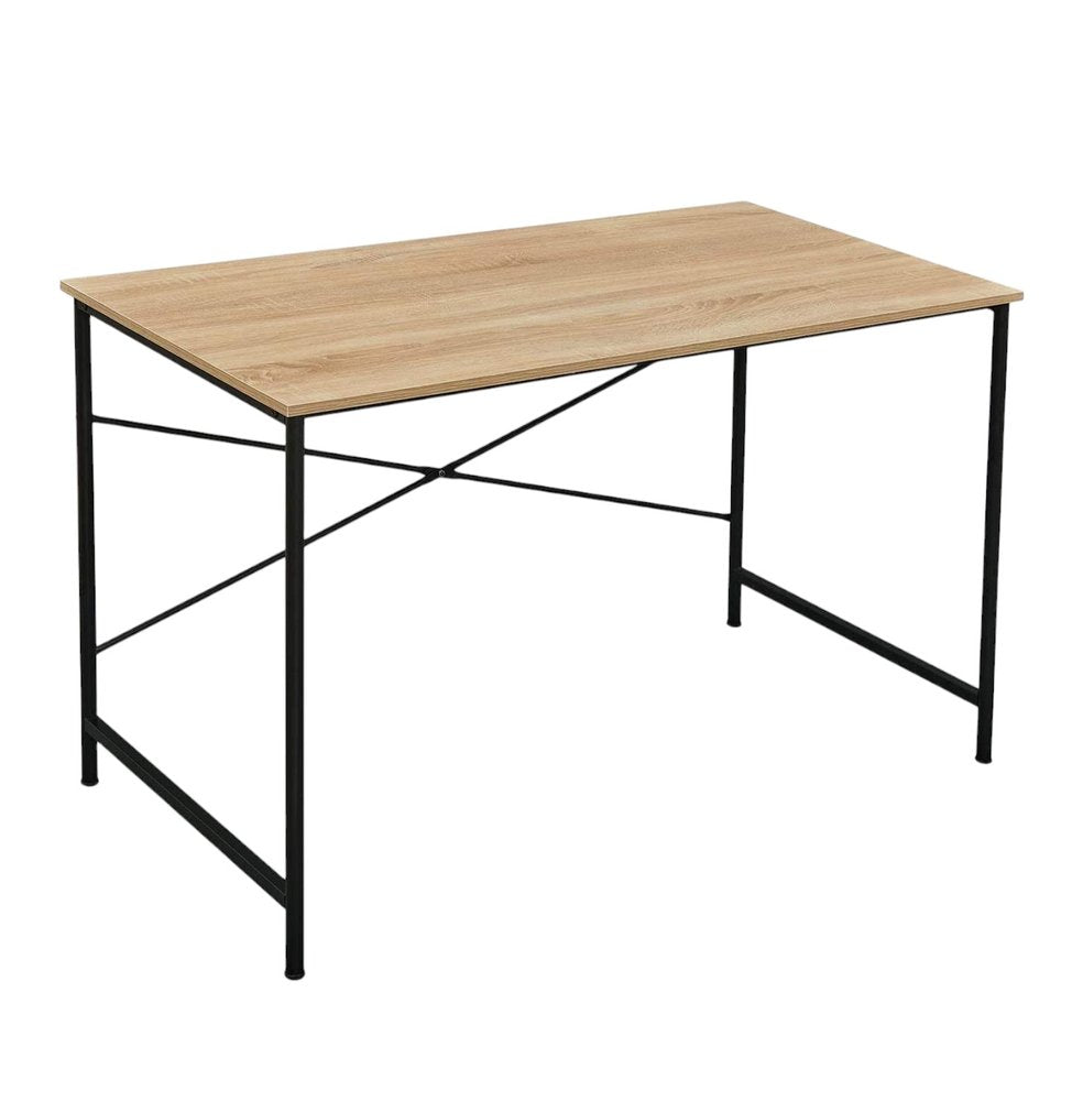 Natural and Black Wood and Metal Computer Desk - 47-inch