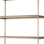 Antiqued Brass and Brown Distressed Metal and Solid Wood Four Tier Bookcase with Two Doors