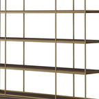 Antiqued Brass and Brown Distressed Metal and Solid Wood Four Tier Bookcase with Four Doors